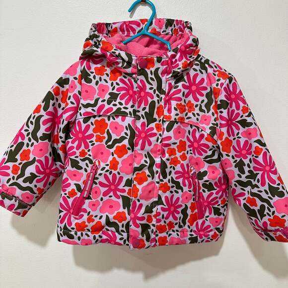 Cat & Jack Other - Cat & Jack Baby Toddler Pink Floral Winter Hooded Jacket Size 18M